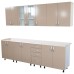 Bucatarie Zebra 260 cm din PAL Cappuccino cu blat termoizolant alb/gri